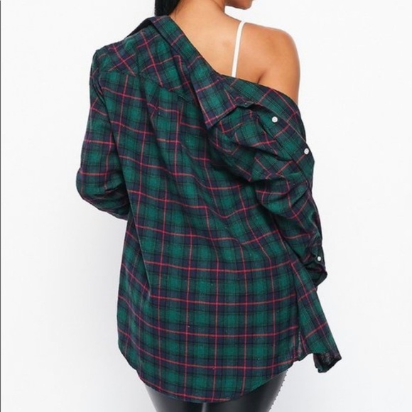 NEW FALL UNISEX HUNTER GREEN MULTI PLAID FLANNEL LONG SLEEVE BUTTON UP SHIRT - Picture 4 of 5